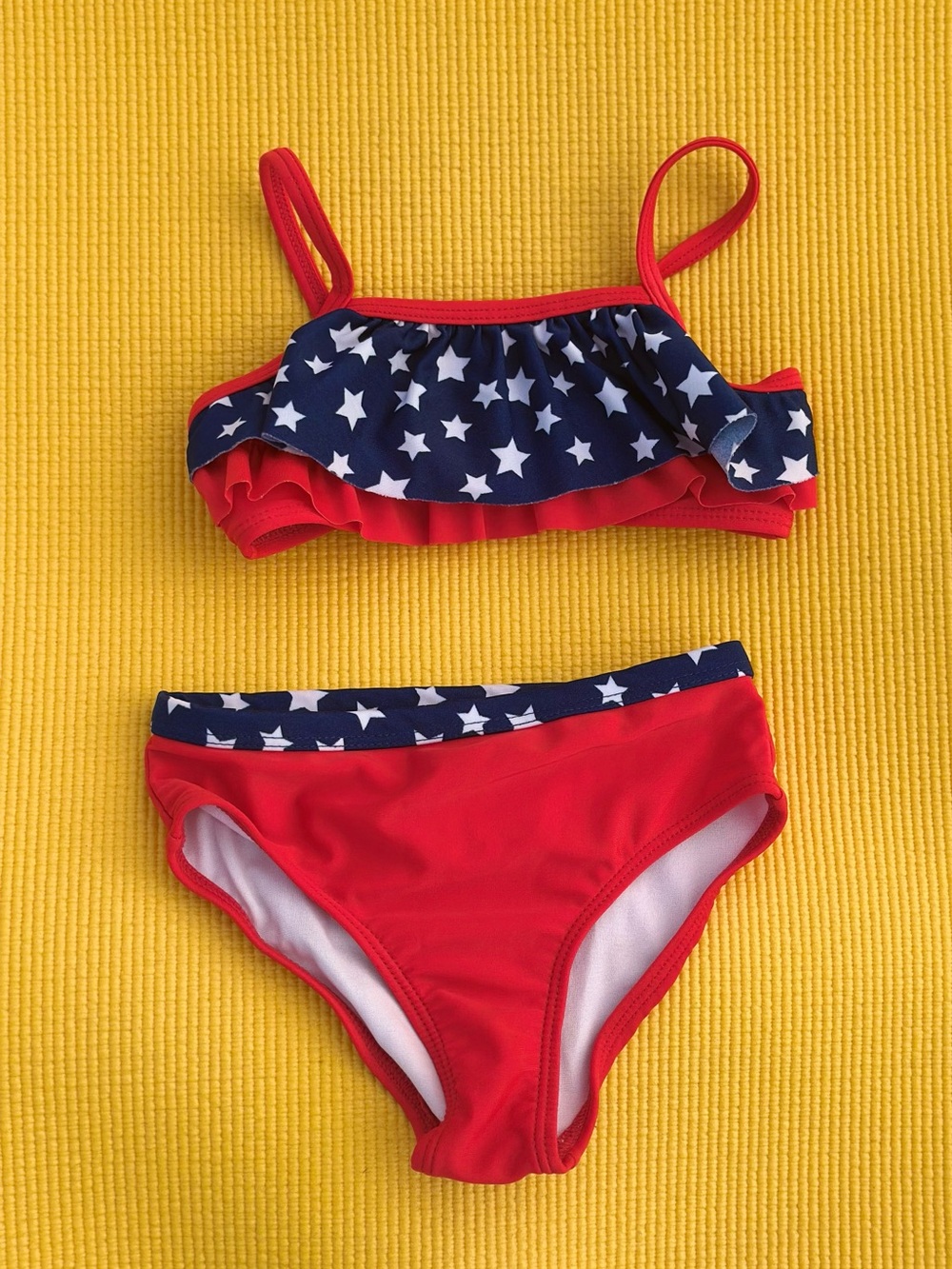 24M Toddler Girls' Red & Navy Star Ruffle Two-Piece American Flag Swim Set